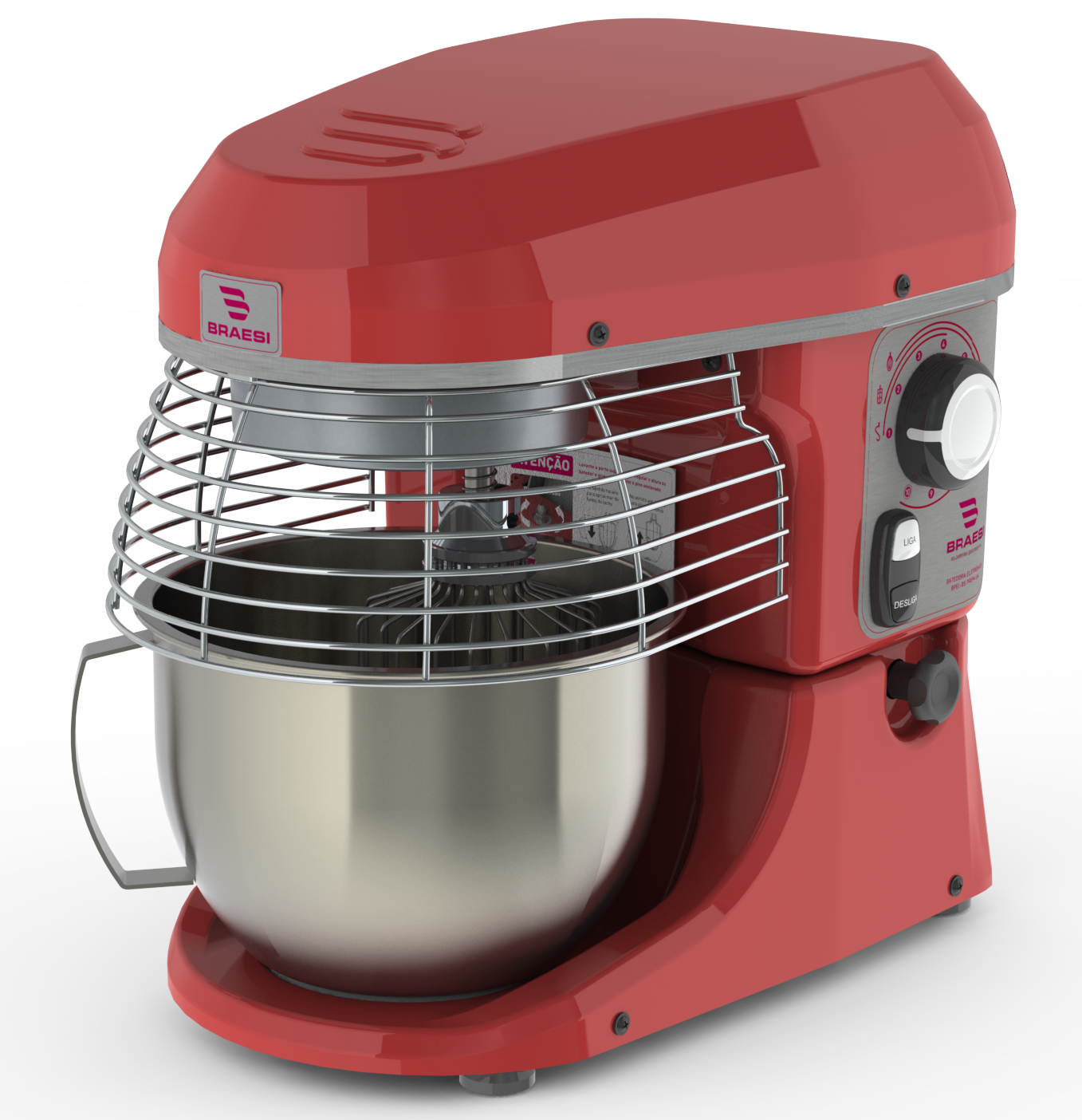 Batedeira Planetária Braesi BPEL-12/1 12L Bivolt automática Prata/Vermelho — Confeitaria de Pequeno e Médio Porte
