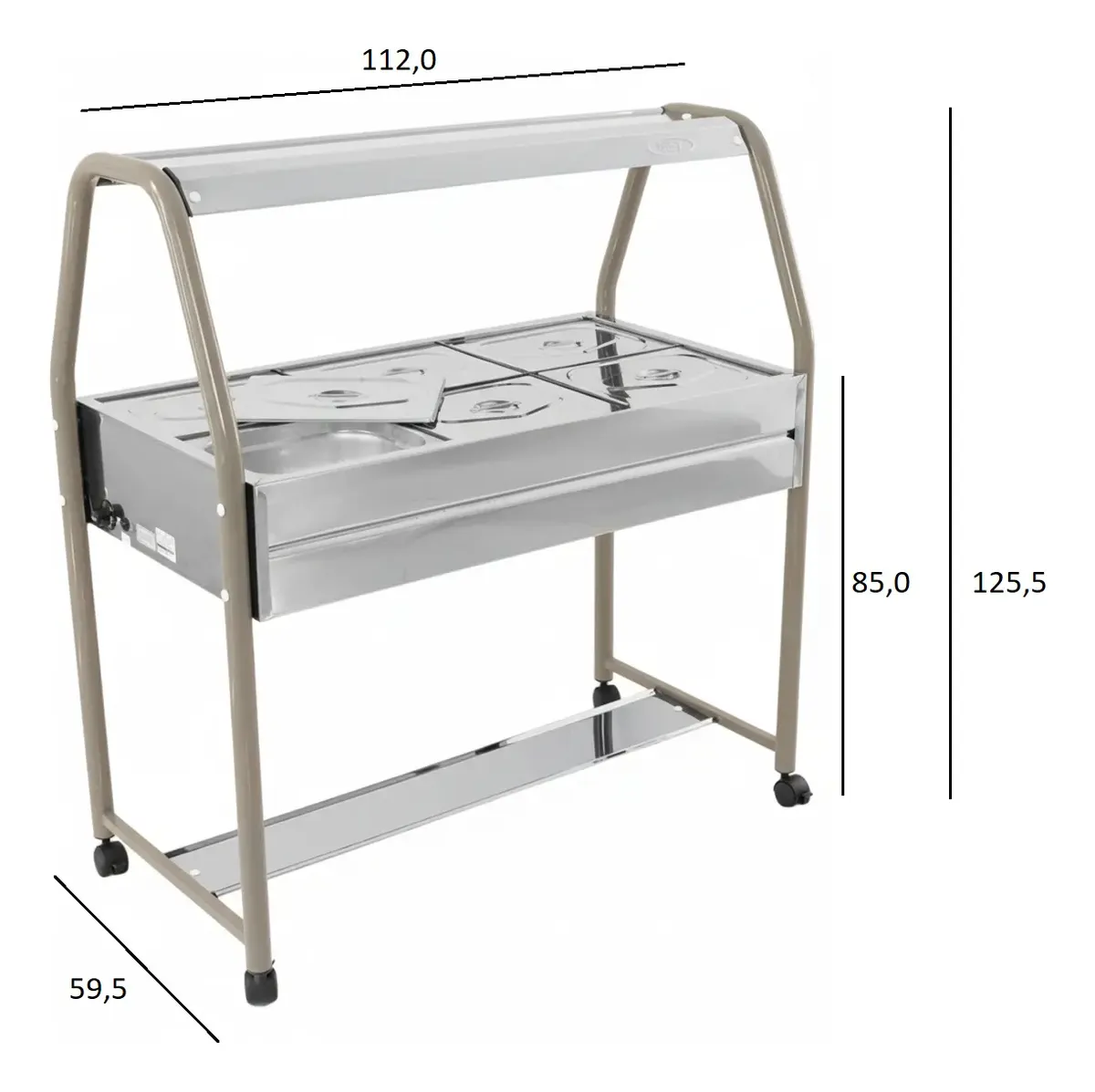 Self-Service Térmico Ibet 6 Cubas 125cmx112cm — Balcão Quente para Restaurante Self-Service