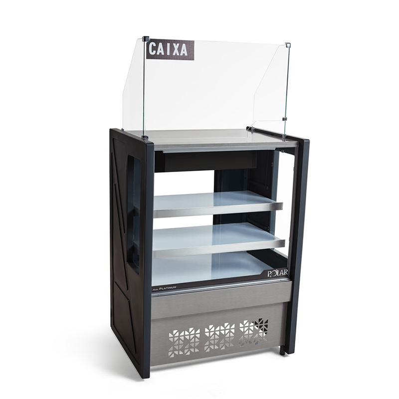 Vitrine natural Polar PVNP-080 com porta-bandeira e placa de caixa