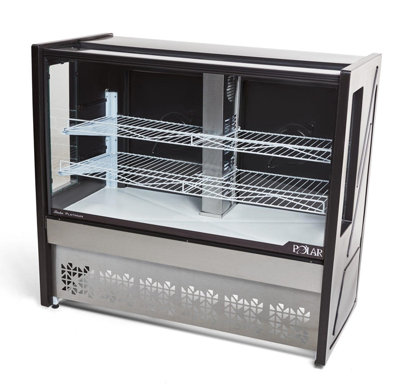 VITRINE CONFEITARIA 1,25M 220V PT PLATINUM POLAR - Vista frontal profissional