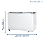 Dimensões do Fricon HCED 411 LED: largura 1.305 mm, altura 899 mm, profundidade 679 mm