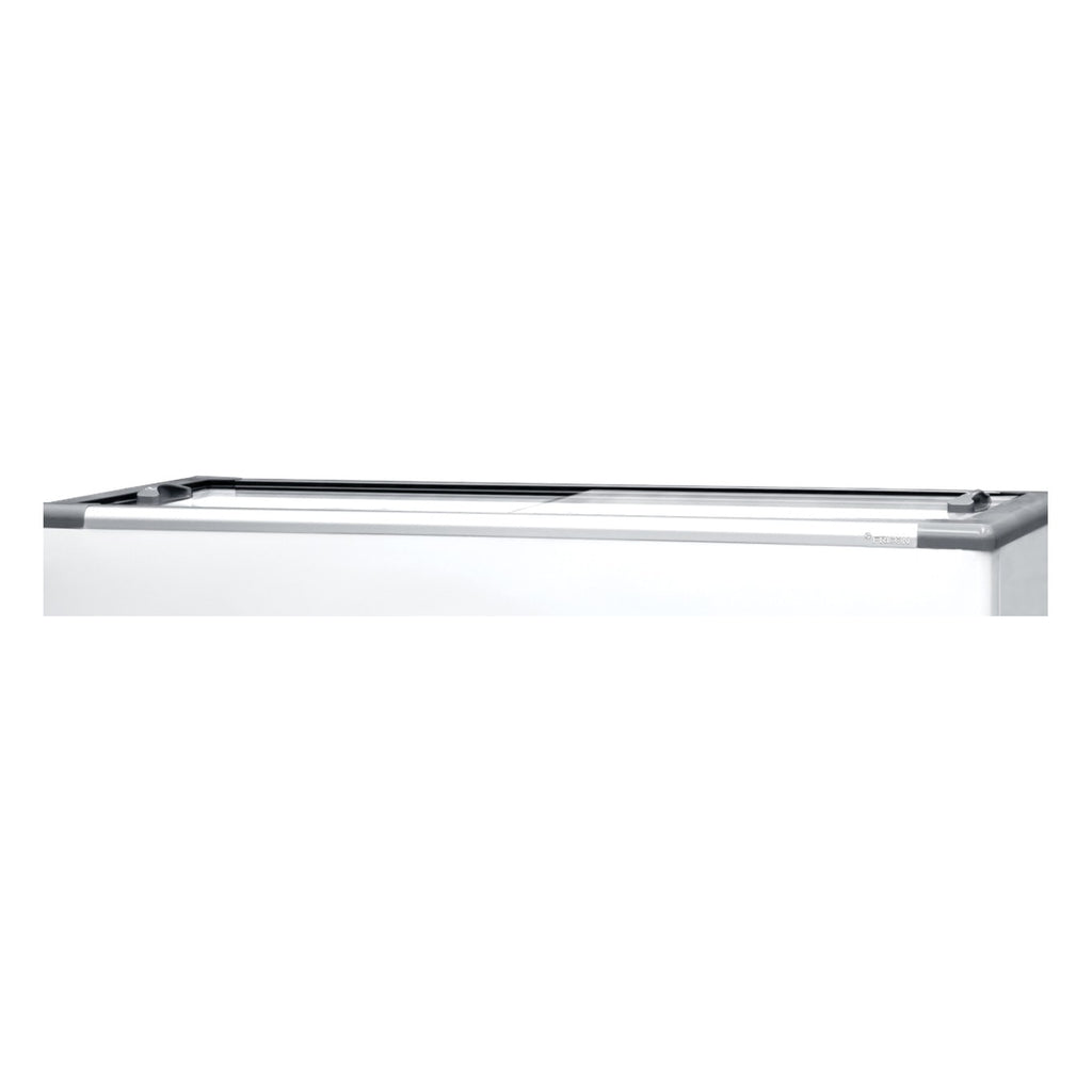 Detalhe das 2 tampas de vidro reto temperado deslizantes do Fricon HCED 503 LED