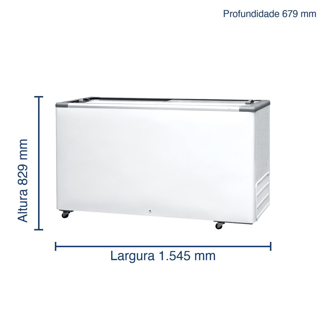 Dimensões do Fricon HCED 503 LED: largura 1.545 mm, altura 829 mm, profundidade 679 mm