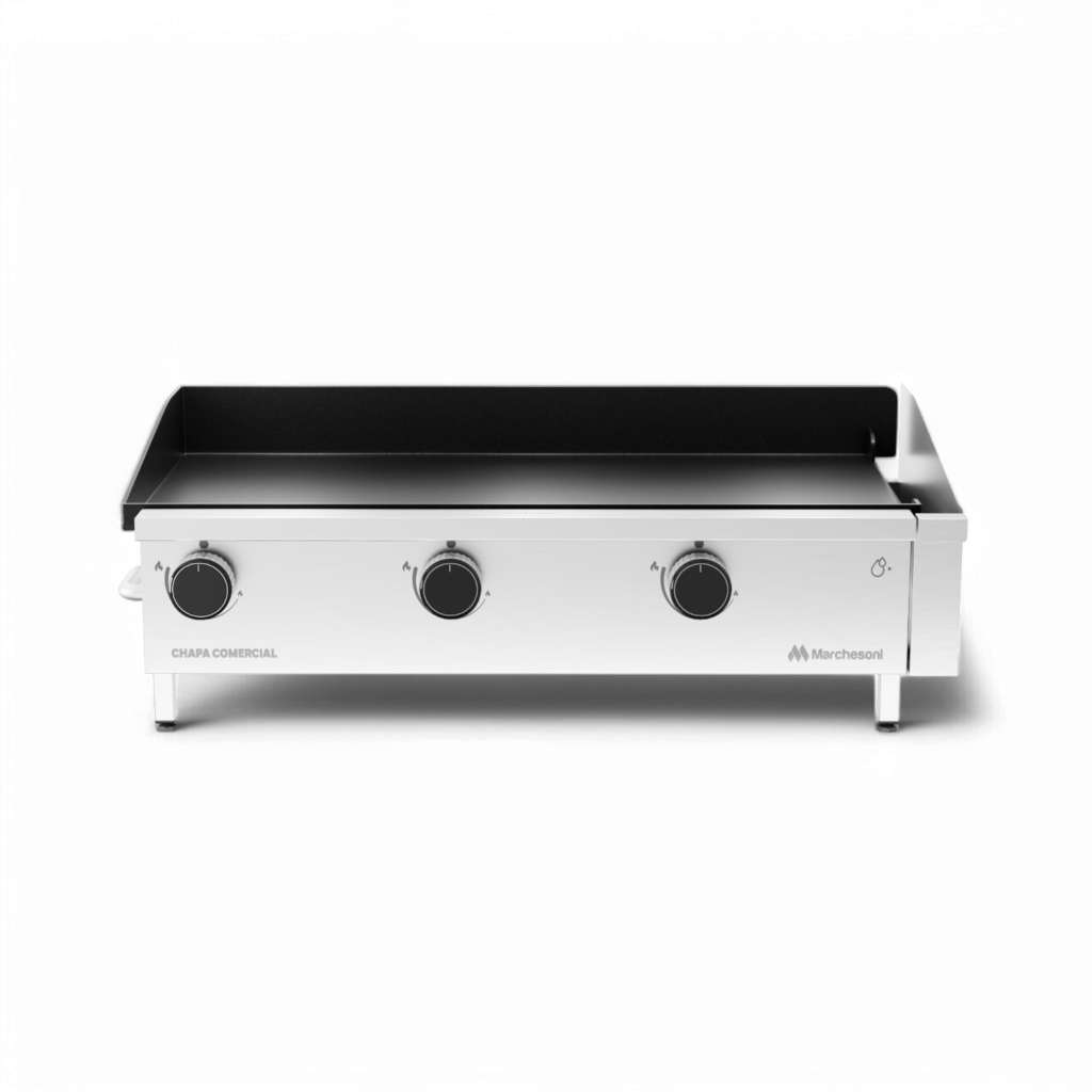 Chapa Comercial a Gas Marchesoni 40x80cm 3 Queimadores