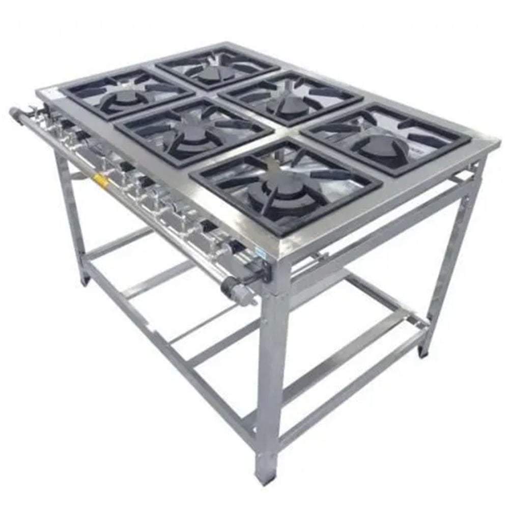 Fogão Industrial Cristal Aço Master 6 Bocas 40x40 Inox Alta Pressão