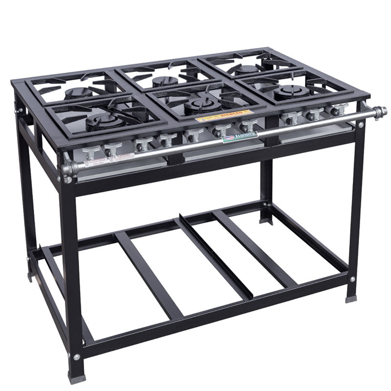 Fogão Industrial 6 Bocas Cristal Aço 30x30cm Economy baixa pressão sem forno