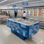 Ilha expositora Fricon ICED 568 para sorvetes e congelados — detalhe frontal