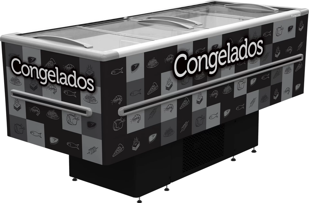 Ilha Expositora Congelados Fricon 568 Litros ICED 568 Preta LED - 220V