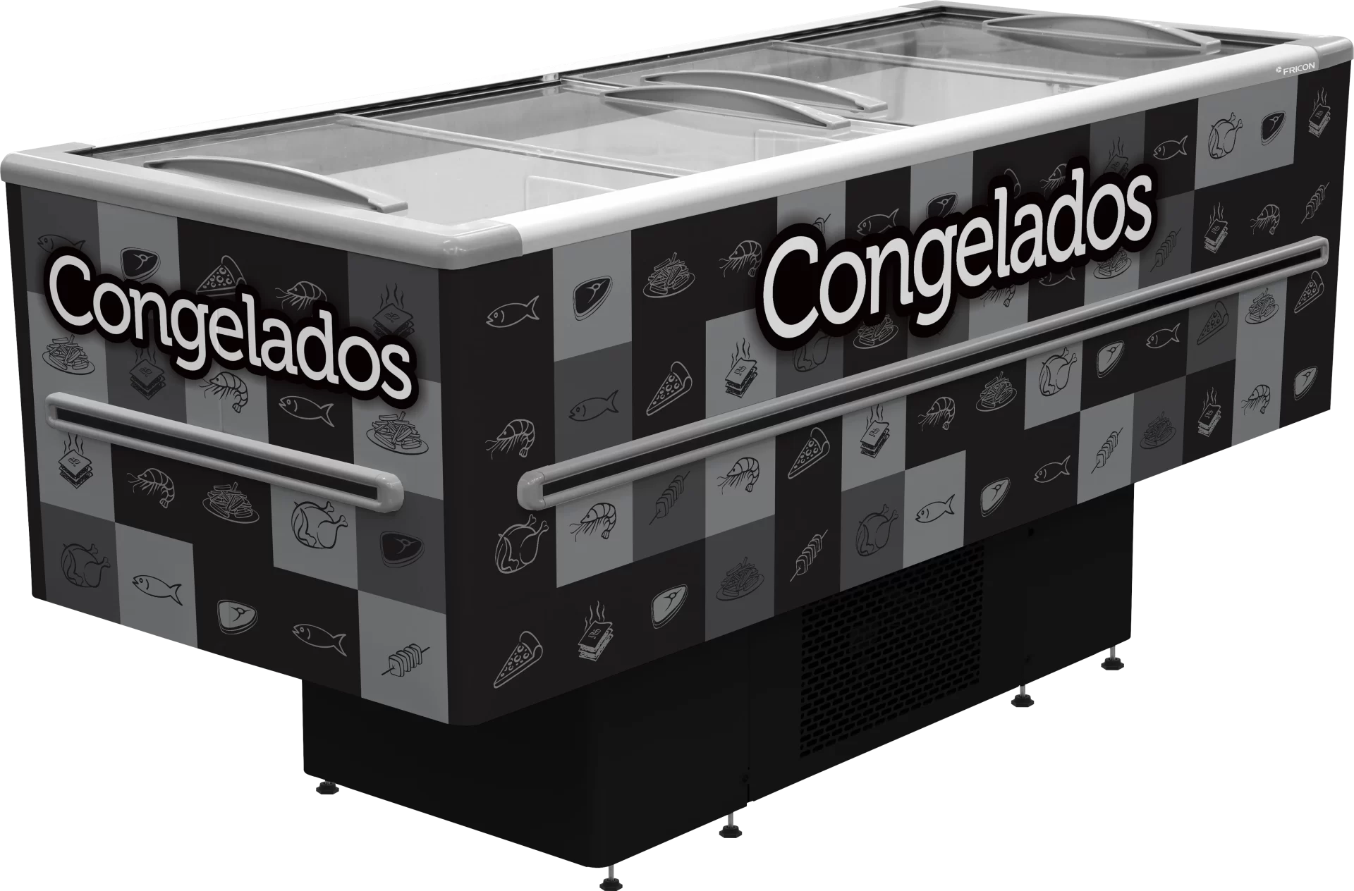 Ilha Expositora Congelados Fricon 568 Litros ICED 568 Preta LED - 220V