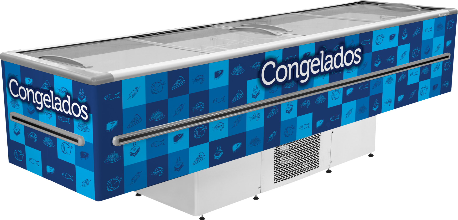 Ilha Expositora Congelados Fricon 820 Litros ICED 820 Azul LED - 220V