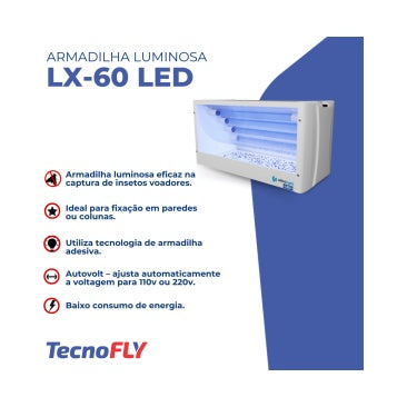 Armadilha Force 60 detalhe lâmpadas UV-A 4x15W cobertura 90m²