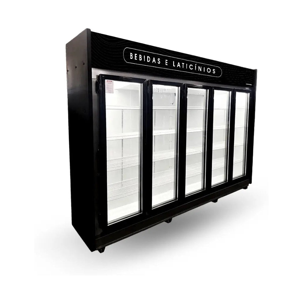 Auto Serviço Termisa ASMRF 300 5 Portas 220V Preto — Expositor Vertical Refrigerado 2200L para Bebidas Frios e Laticínios