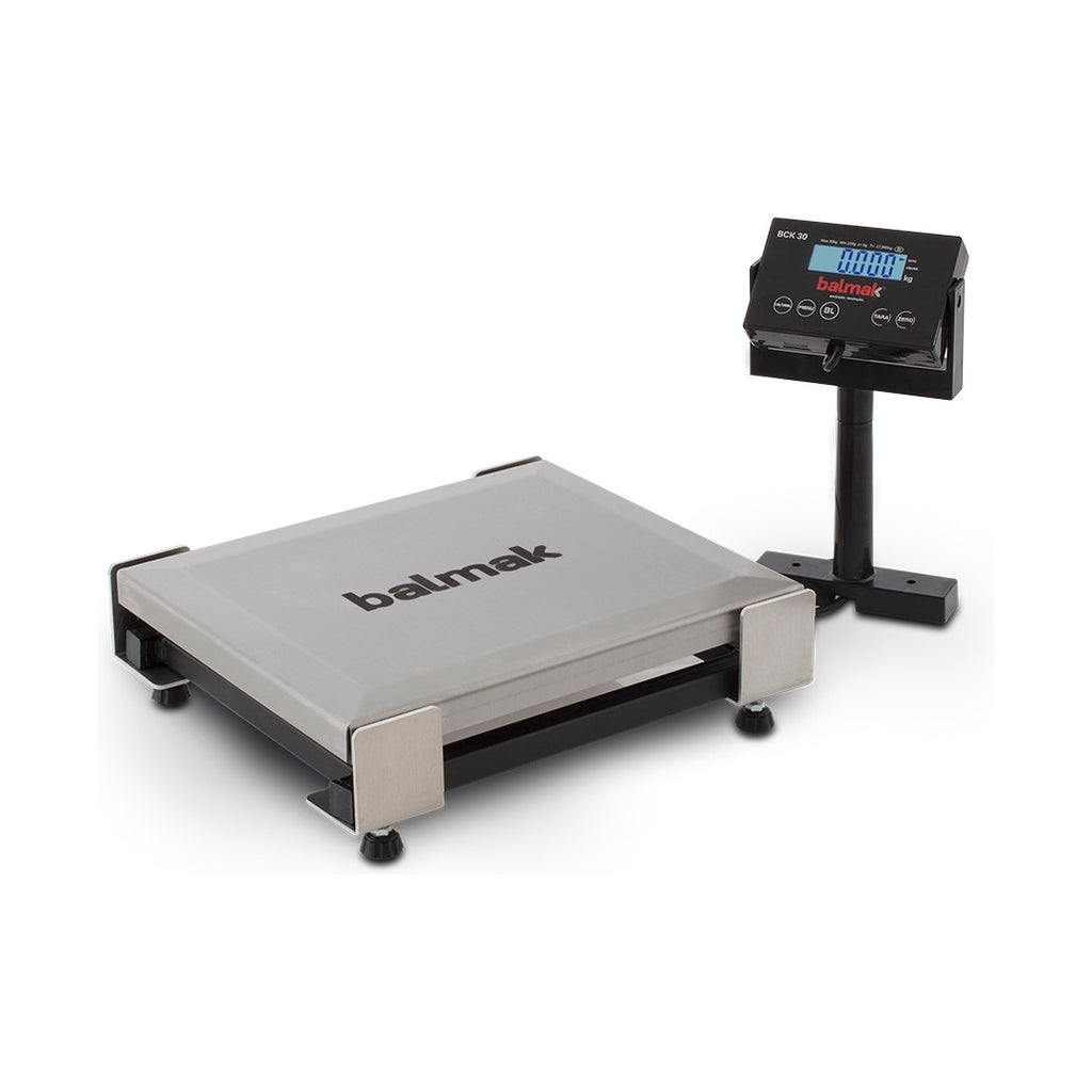 Balança Balmak BCK-30PB perfil baixo 7,3cm — detalhe prato inox AISI304 270x334mm