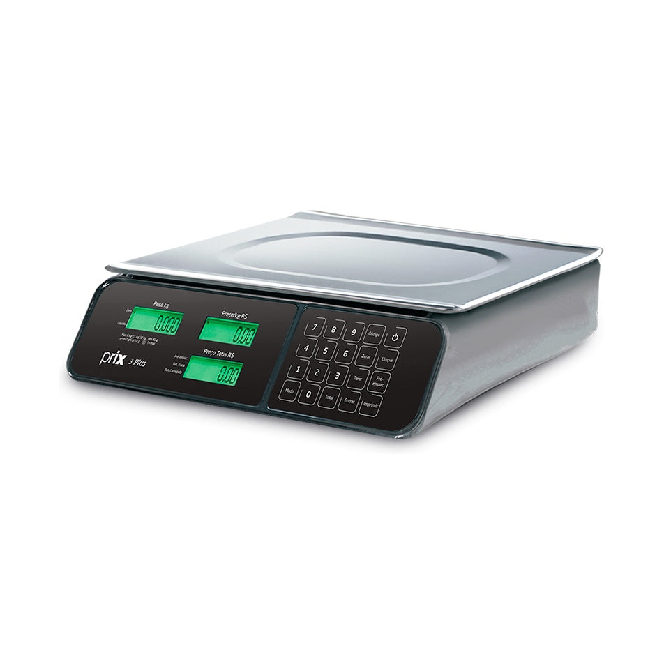 Toledo Prix III Plus — Detalhe plataforma aço inox 355x235mm e display retroiluminado