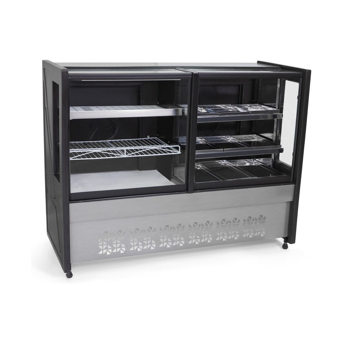 Balcão Estufa Refrigerada Polar 1,50m preto 220V vitrine híbrida 2 em 1 estufa e refrigerador para salgados quentinhos frios - vista 1