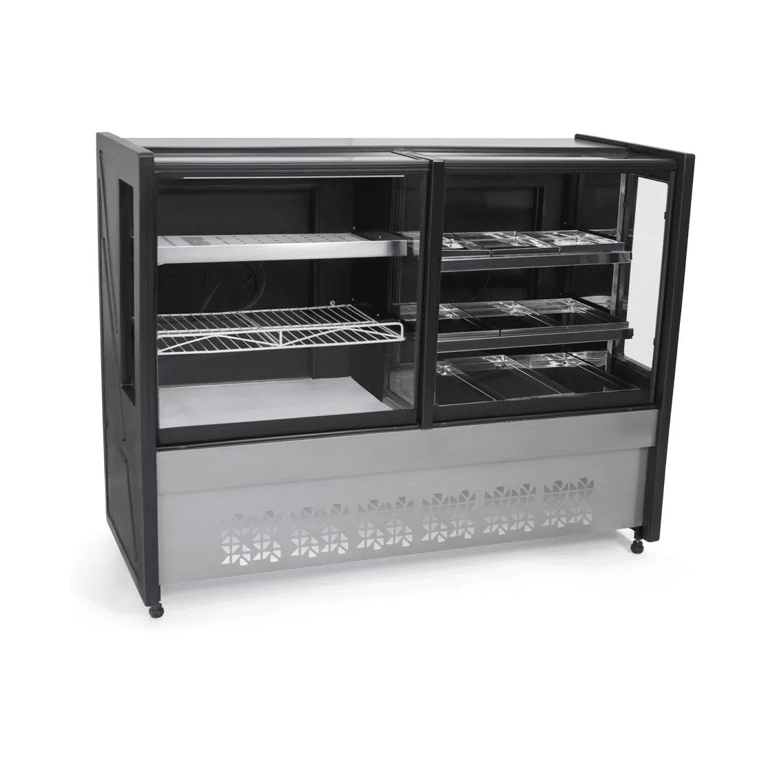 Balcão Estufa Refrigerada Polar 1,50m preto 220V vitrine híbrida 2 em 1 estufa e refrigerador para salgados quentinhos frios - vista 3