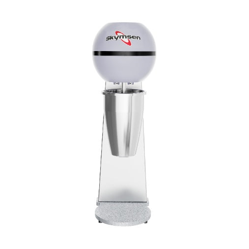 Batedor de Milk Shake Skymsen BMS-N 220V monofásico — vista frontal com copo inox 800ml