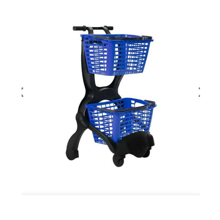 Carrinho de Compras Plascar Siris 50L Preto — vista completa com estrutura e cesta