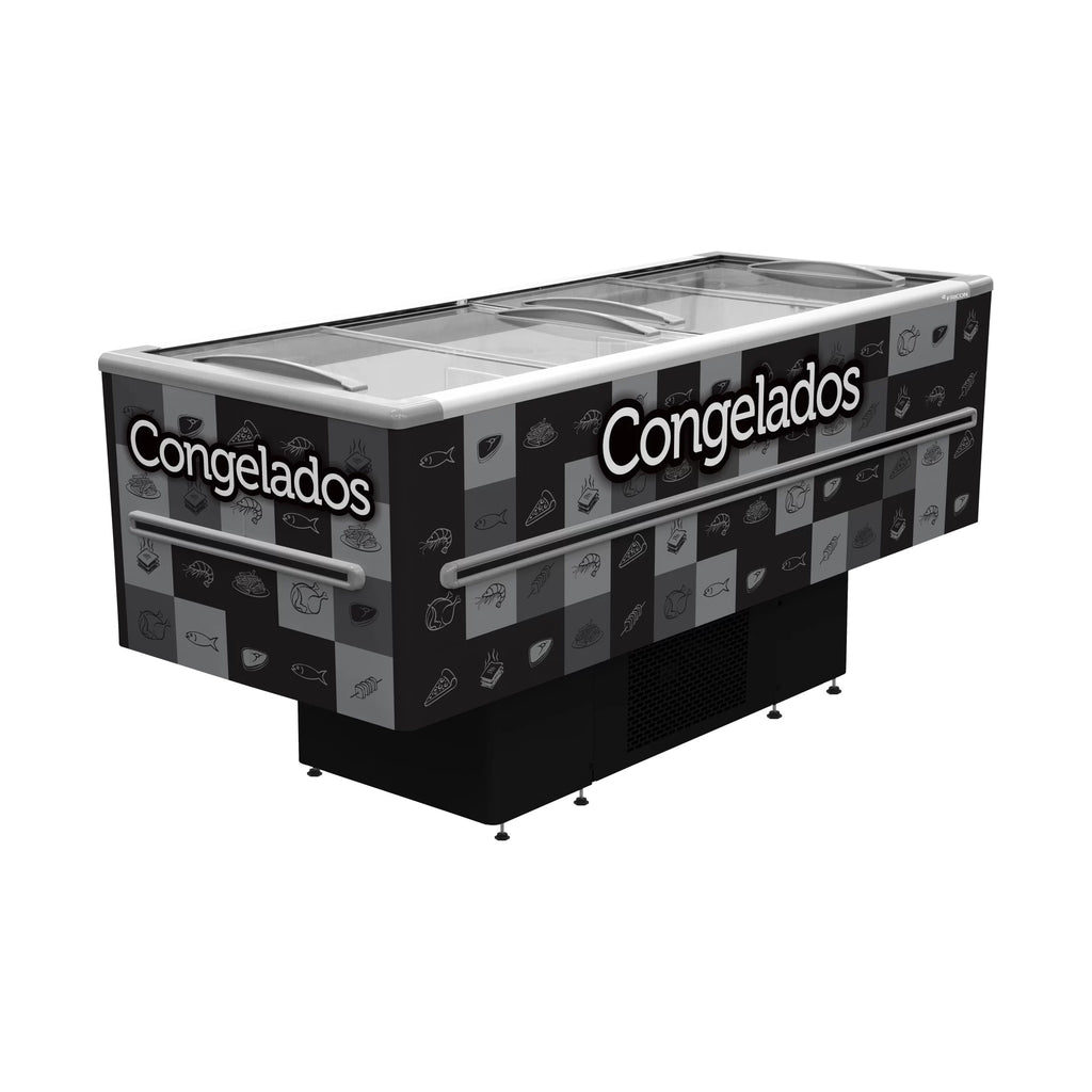 Ilha Expositora Fricon ICED 568 V Preta com LED 568L 220V para supermercado e sorveteria - vista 1
