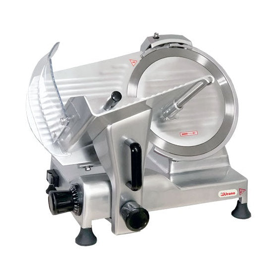 Fatiador Urano SM 300 semiautomático 220V vista frontal com lâmina inox 300mm e carro deslizante em alumínio injetado