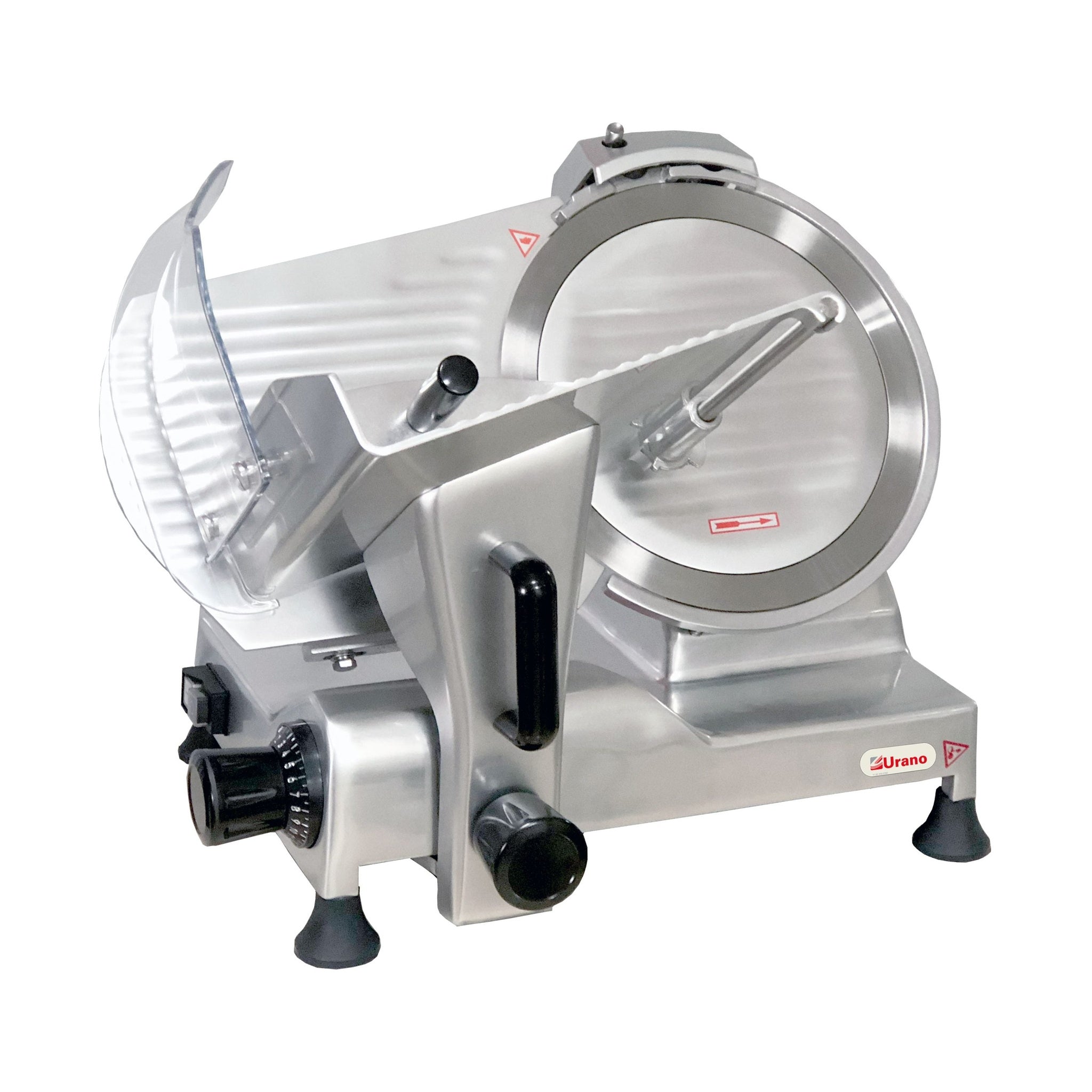 Fatiador Urano SM 300 Semiautomático em operação cortando frios com precisão para delicatessens supermercados e açougues