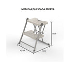 Escada Primacor 2 Degraus Cinza fechada espessura compacta armazenamento