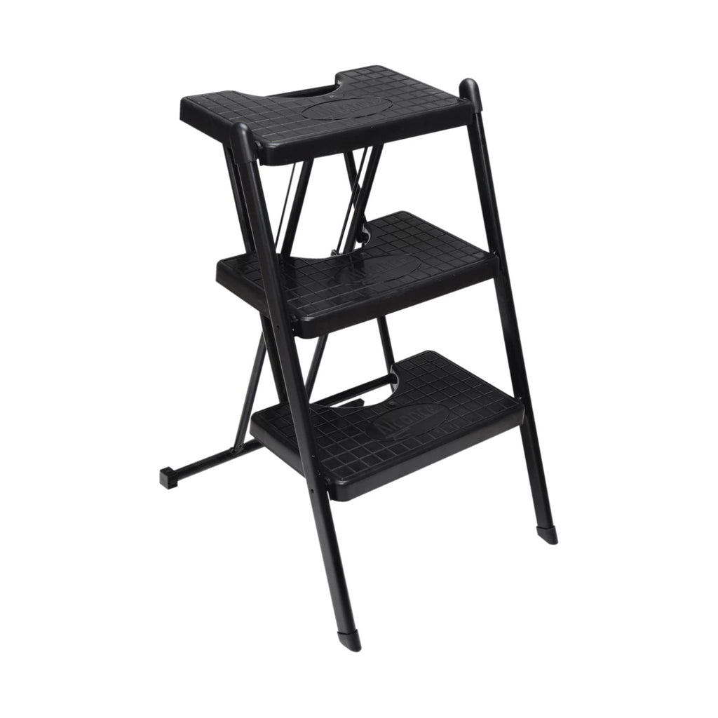 Escada Anodilar Alcance 3 Preta fechada compacta 91,7cm armazenamento