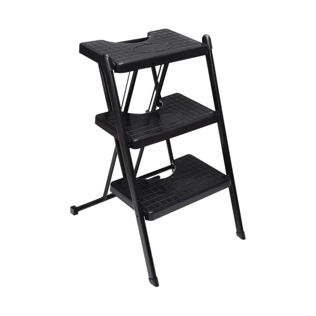 Escada Anodilar Alcance 3 Preta fechada compacta 91,7cm armazenamento