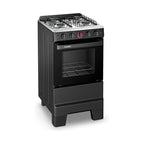 Fogão Esmaltec Ideal Super 4 Bocas Preto F4IAP — Vista lateral esquerda mesa inox