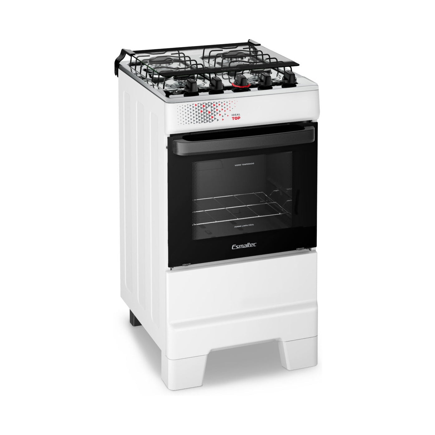 Fogão Esmaltec Ideal Top 4 Bocas Branco — Vista lateral esquerda forno 50L