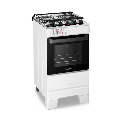Fogão Esmaltec Ideal Top 4 Bocas Branco — Vista lateral esquerda forno 50L