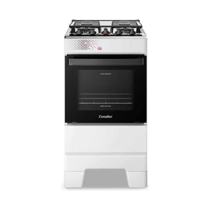Fogão Esmaltec Ideal Top Branco — Vista frontal porta forno vidro amplo