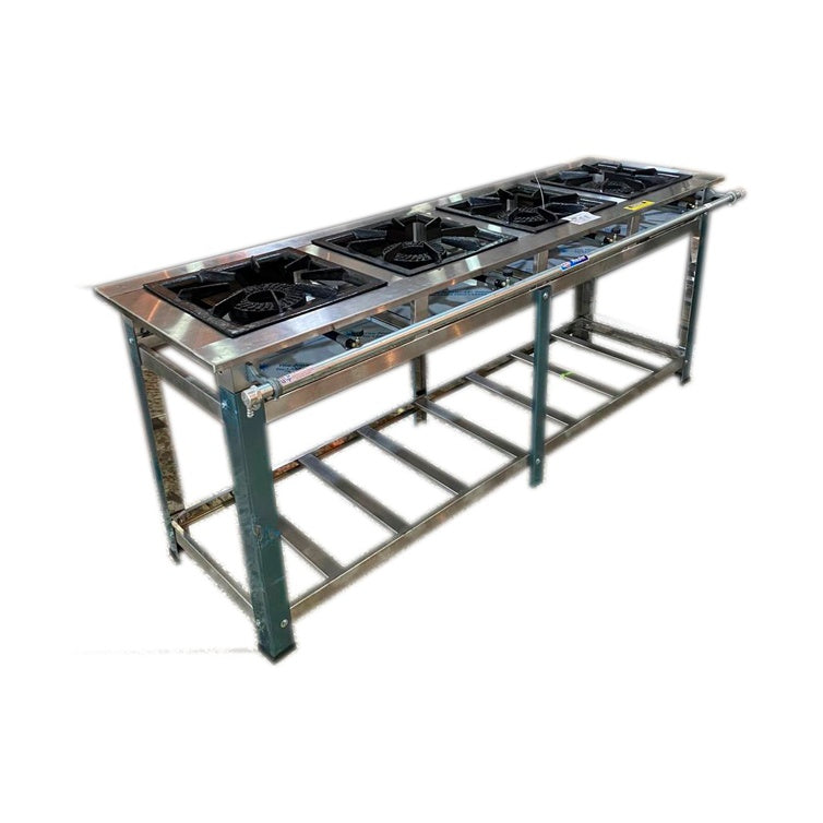 Cristal Aço Fogão Industrial 4 Bocas Master 40x40cm — Fogão para Restaurante e Cozinha Industrial