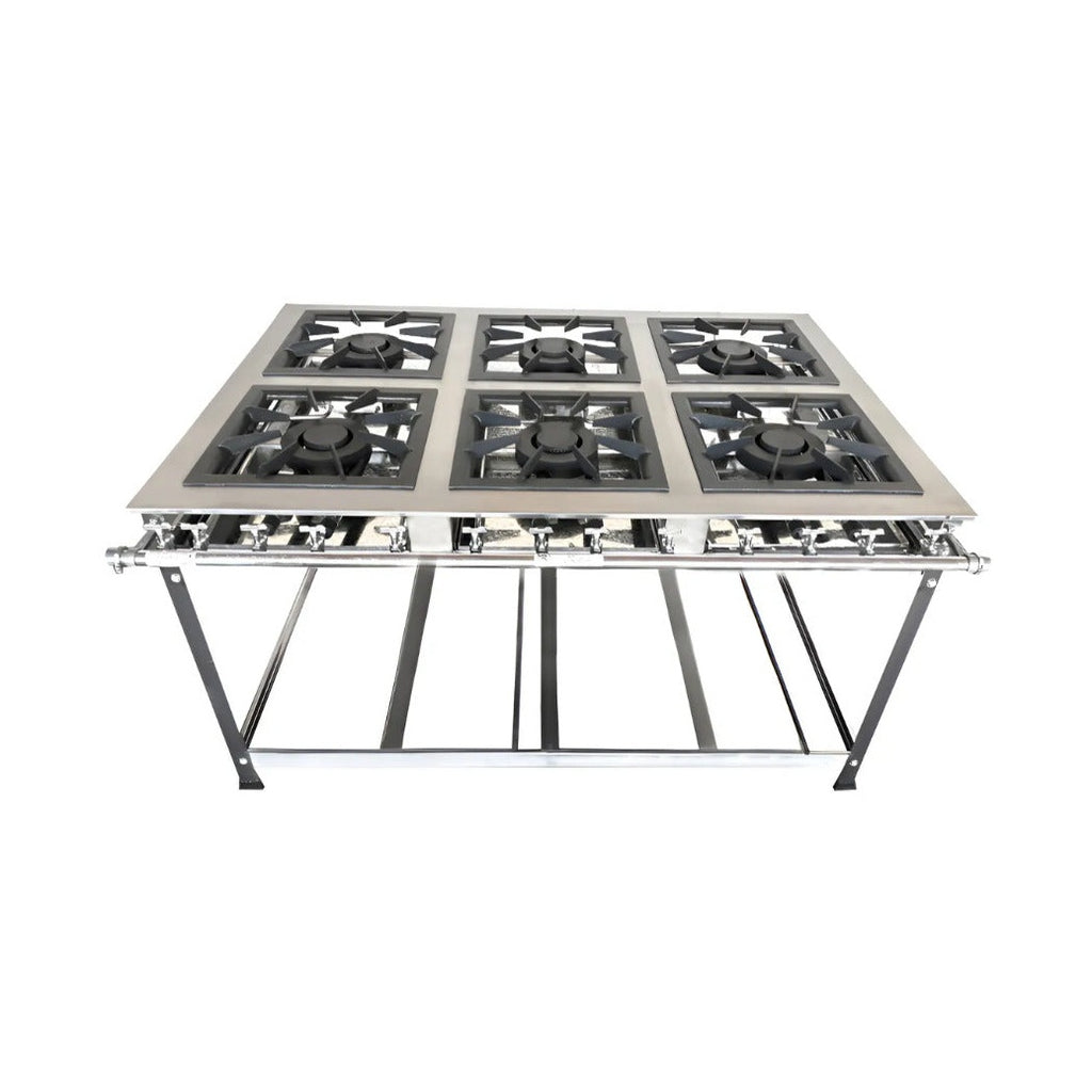 Fogao Industrial 6 Bocas 40x40 QD Inox Master Cristal Aco GLP BP - Vista frontal profissional