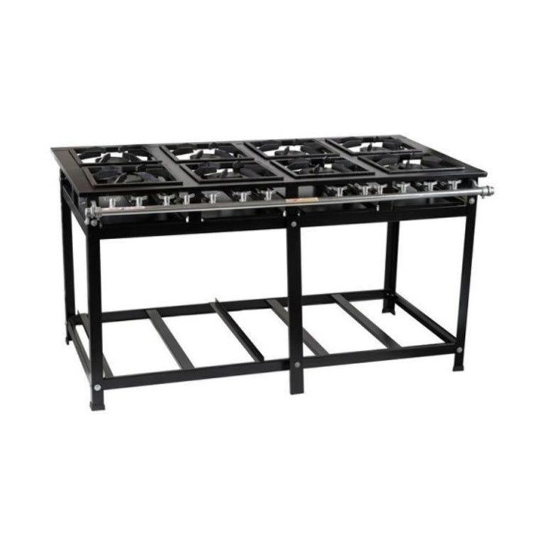 Fogão Industrial 8 Bocas 40x40 QD BP Master Rem Cristal Aço - Vista frontal profissional