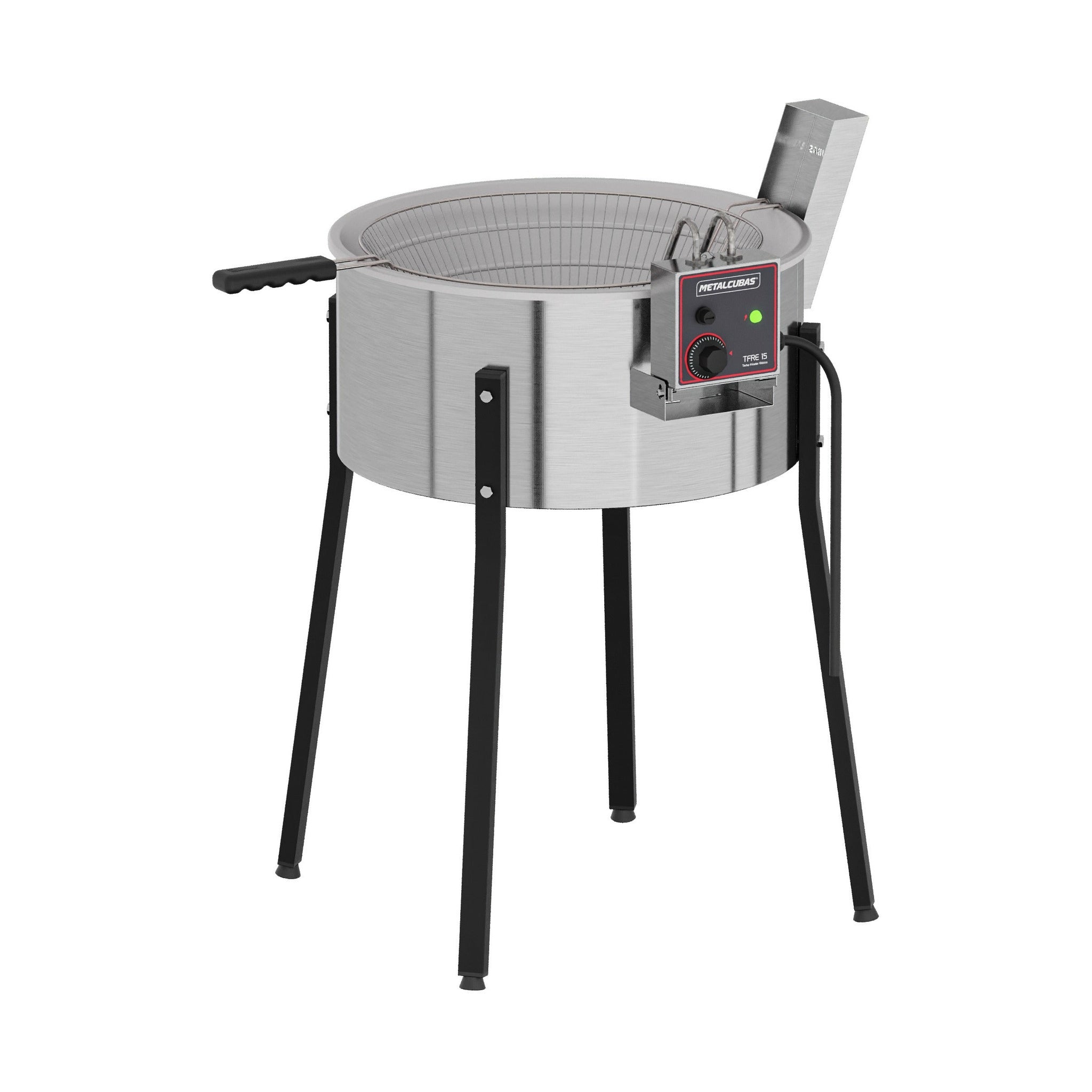 Fritador Elétrico Tacho Metalcubas TFRE15 Alumínio 15 Litros 220V - Vista frontal profissional