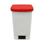 Lixeira Plastica 50 Litros Branca Tampa Vermelha Coleta Seletiva - Vista frontal profissional