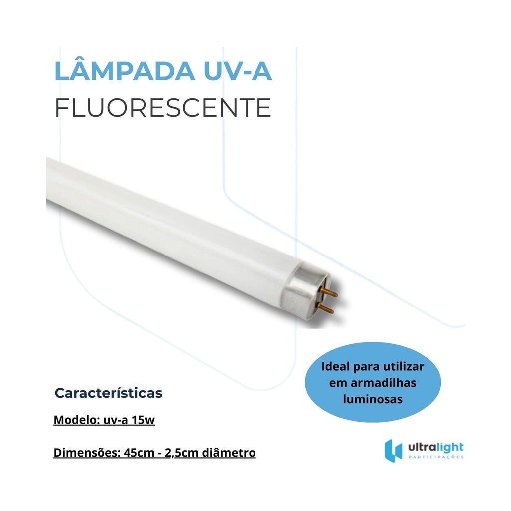 Luz Negra Black Light 15W T8 Fly Pest Store Reposição Armadilha Insetos — Vista frontal