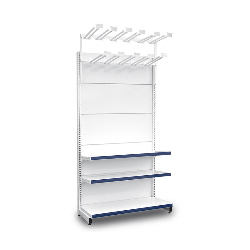 Gôndola Lateral Inicial 2100mm Cristal Aço para Supermercado — Detalhes