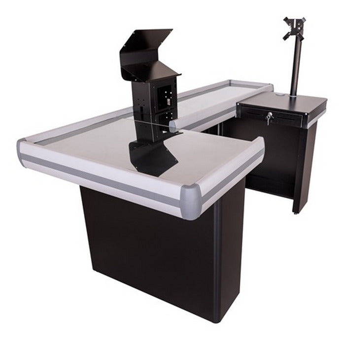 Check Out Standard Cristal Aço 180 cm Lado Esquerdo balcão de caixa para supermercado e varejo