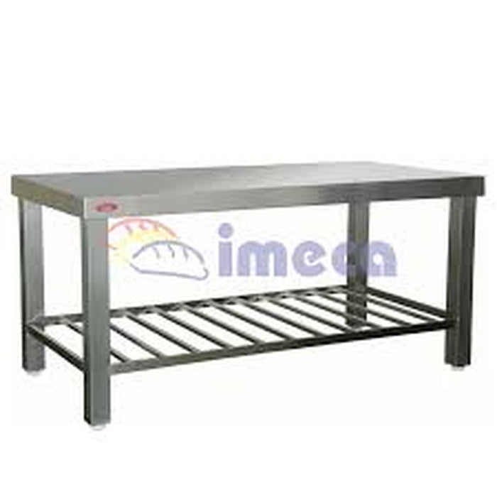 Mesa Imeca 1,80 x 0,80m Total Inox com Grade e Pés 8x8