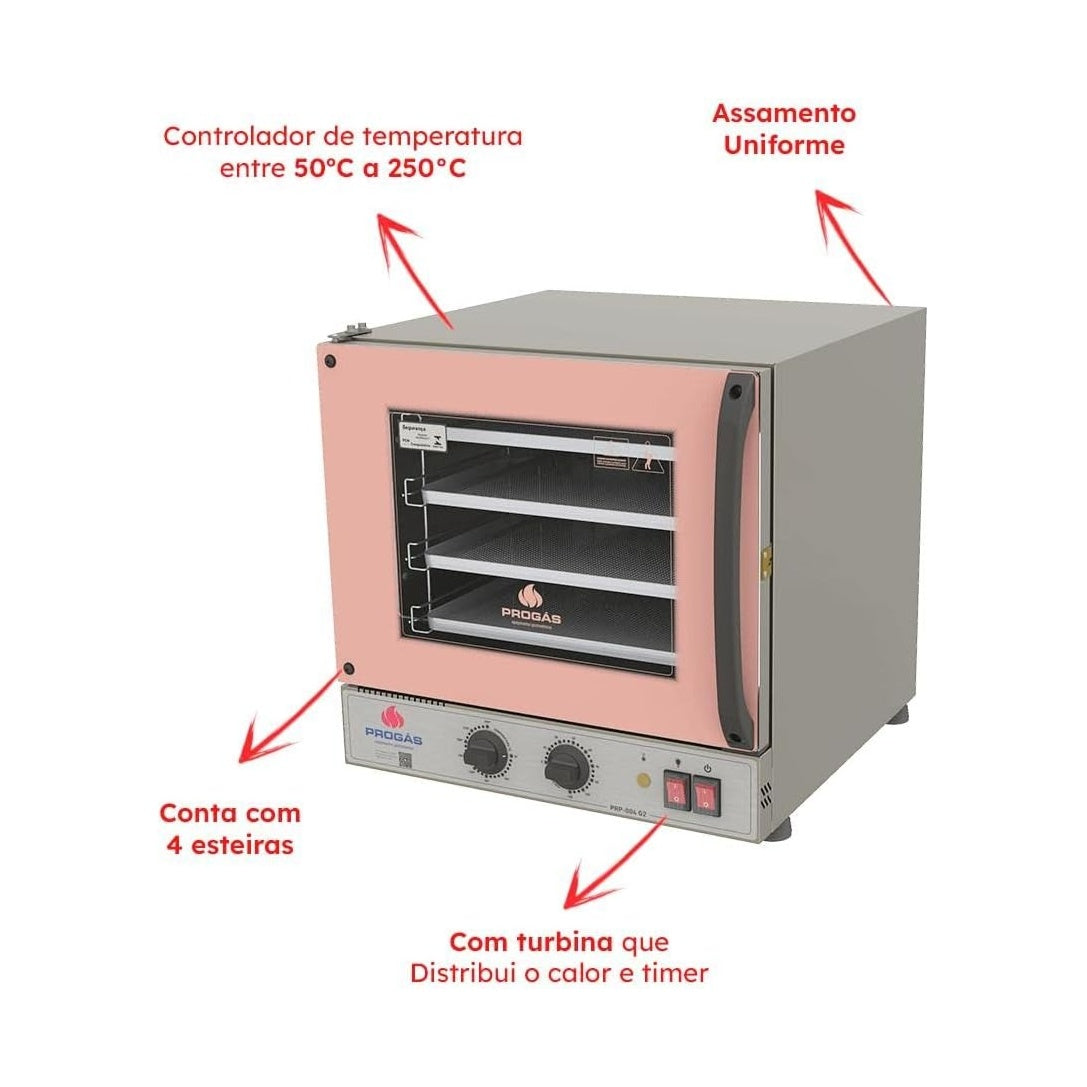 Forno Turbo Elétrico Progás PRP-004 G2 analógico 220V rosa 56L 4 esteiras - vista 4
