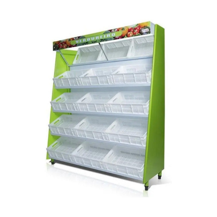 Vitrine Hortifrutícola Polar VASCA 190 VD 1,90m 12 caixas expositor natural sem refrigeração para frutas verduras legumes - vista 3