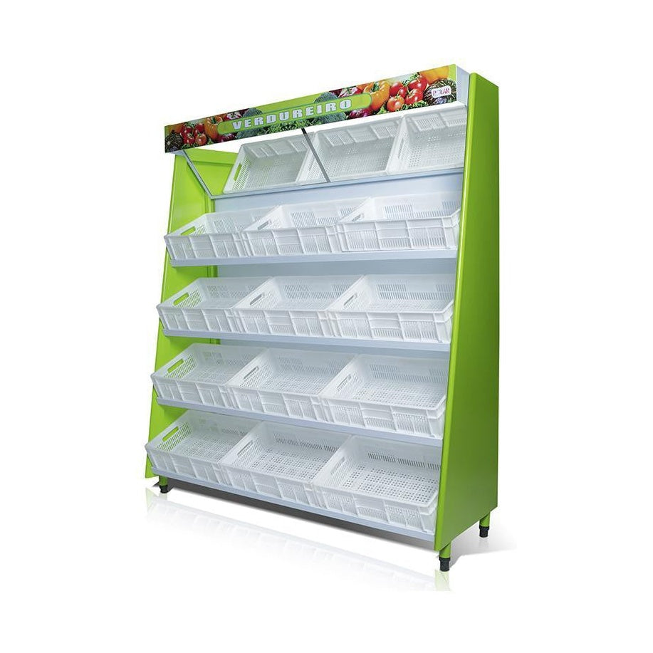 Vitrine Hortifrutícola Polar VASCA 190 VD 1,90m 12 Caixas — Expositor Natural Sem Refrigeração para Frutas Verduras e Legumes